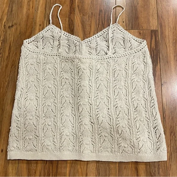 Sezane Francisco Cream Knit Crochet Cami Tank Top Size S - Picture 5 of 16